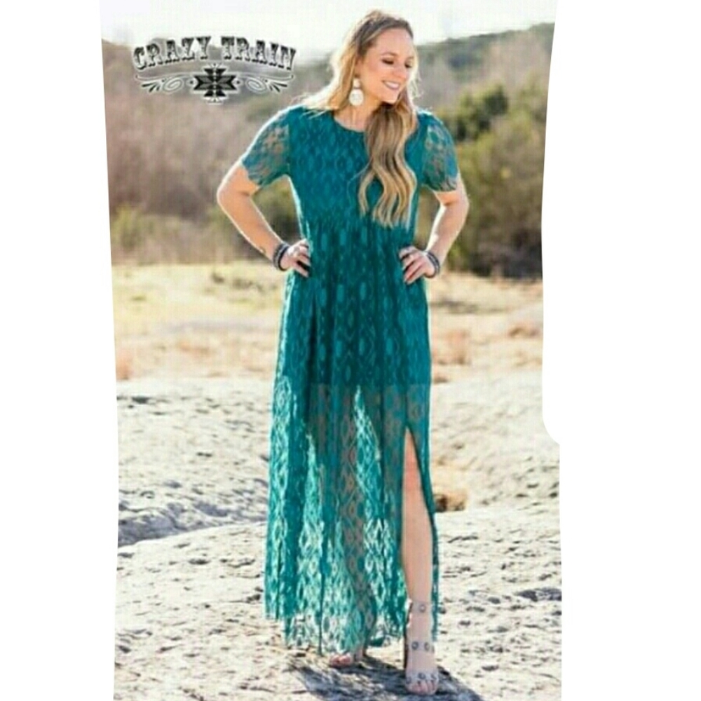 Crazy Train Aztec lace maxi dress